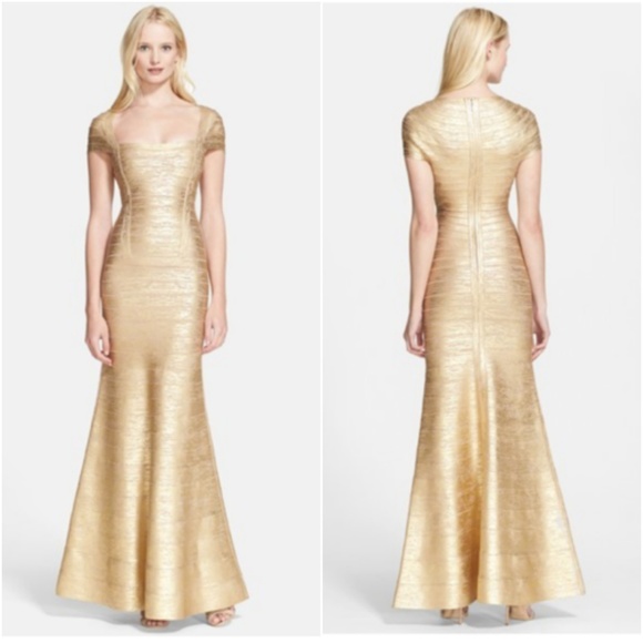 Herve Leger Dresses & Skirts - SOLD Herve Leger Metallic Foil Printed Lora Gown